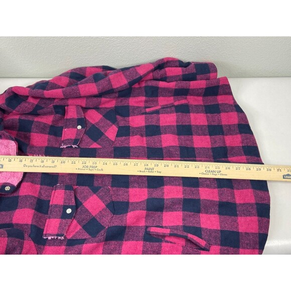 Blu Ivy Women Small Red Buffalo Plaid Jacket Pink Sherpa Lined Heavy NWT - Picture 9 of 9